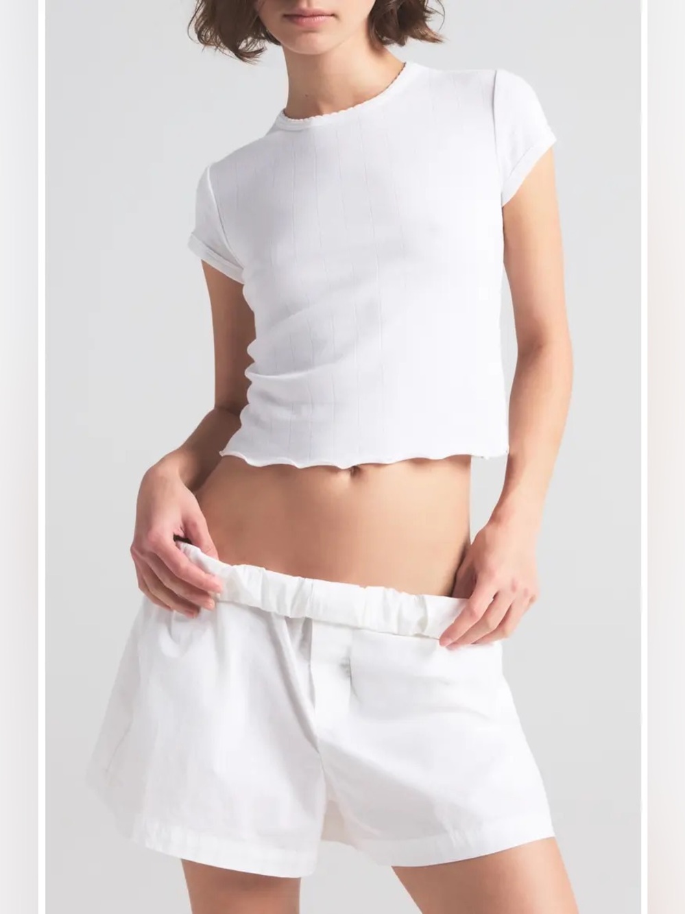 Skims Drop Needle Pointelle Baby Tee Marble M